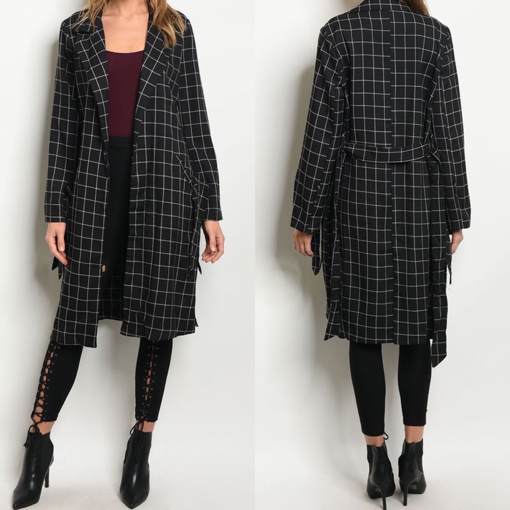 Trending Grid Print Lightweight Trench Coat